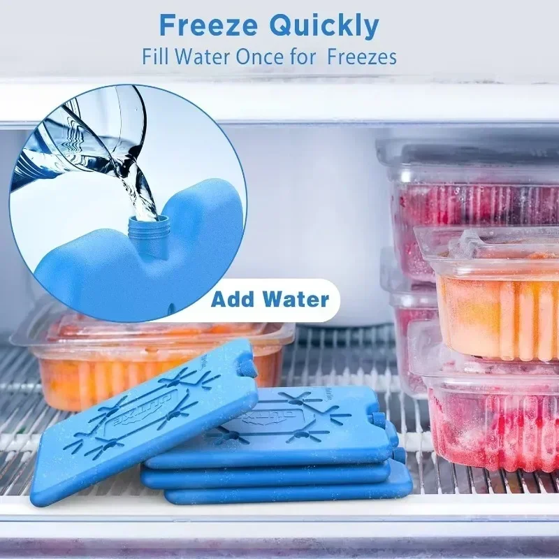Bolsa de hielo reutilizable, paquetes de congelador ultrafinos, caja de inyección de agua portátil, paquetes frescos de larga duración para exteriores