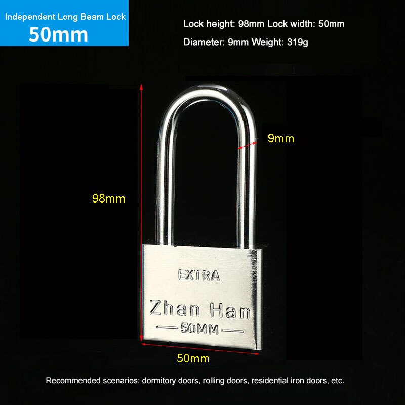 40/50mm Steel Padlock Head Lock Small Locks Door Waterproof Rustproof Not Rust Lock Core Not Opening Each Other Include 4 keys: Long 50mm