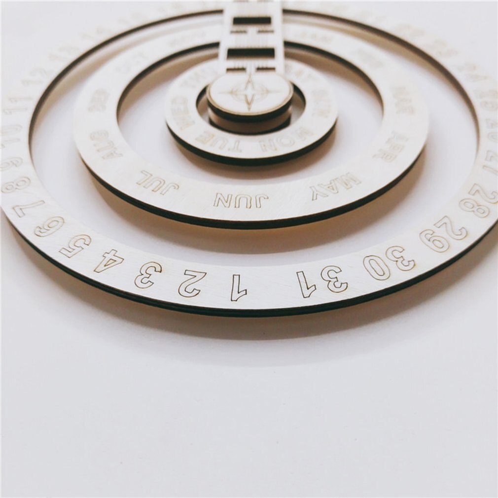 Wooden Wall Calendar Circular Rotating Calendar Wall Decoration Perpetual Calendar Table Wall Hanging Crafts Decor