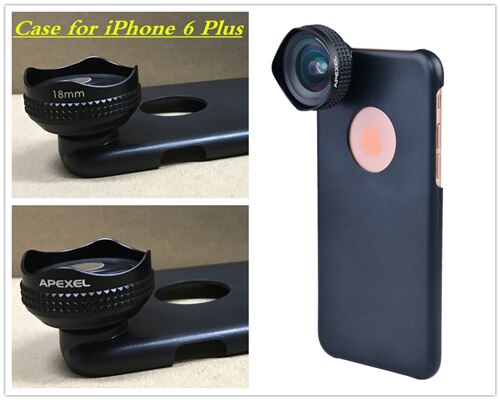 Apexel Optic Pro Lens-Kit de lente de cámara para teléfono móvil, lente de gran angular de 100 grados, alta claridad, para iPhone X, 8, más, smartphones, 18MM: case for iphone 6plu