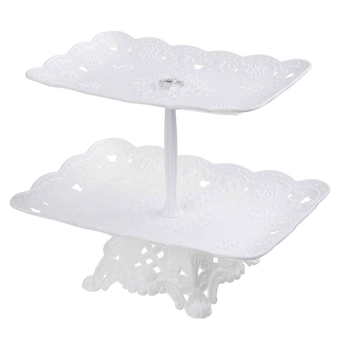 2/3 Tier Cake Stand Afternoon Tea Wedding Plates Party Tableware Bakeware Plastic Tray Dessert Display Rack Cake Decor Ornaments