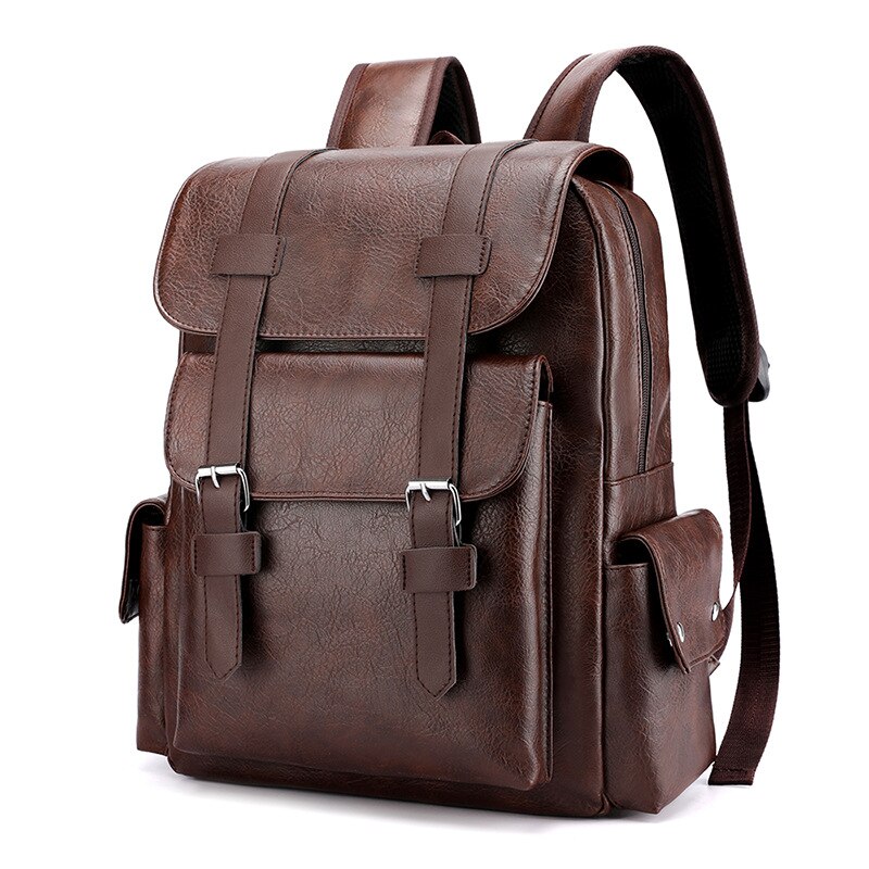 Waterdichte Pu Leer Heren Retro Rugzakken Leisure Zakelijke Laptop Schoudertassen College Student Schooltas: brown B
