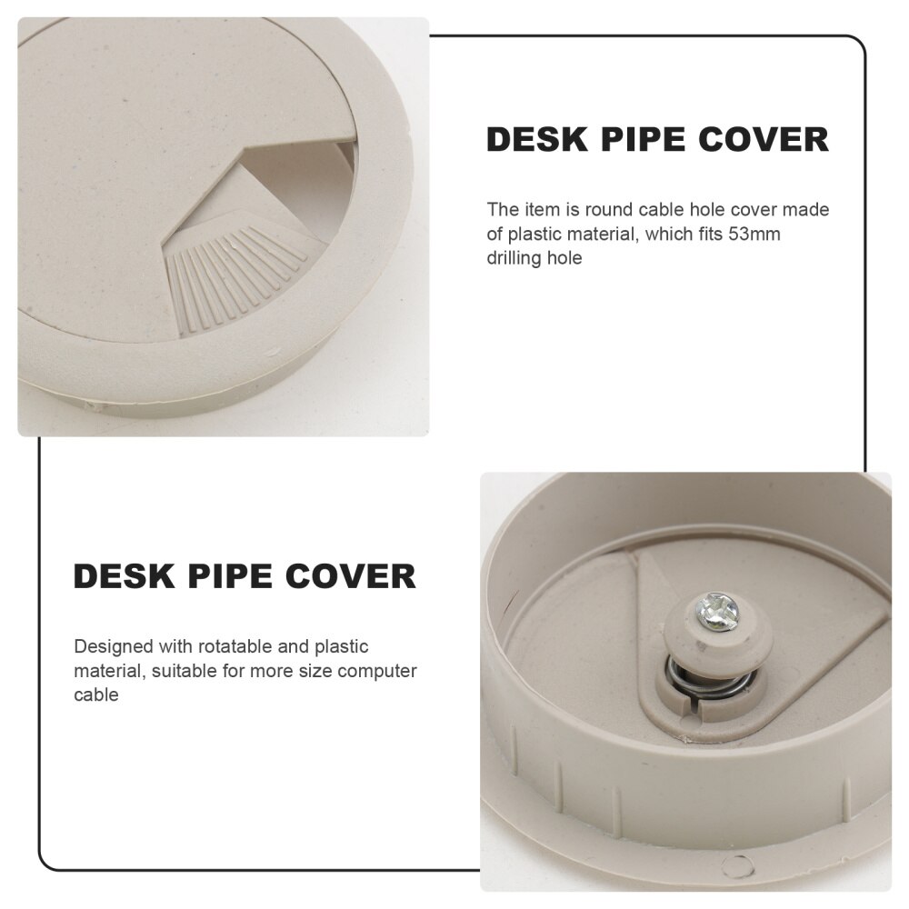 10pcs Office PC Computer Desk Grommet Cable Hole Cover 50mm Diameter (Grey white)