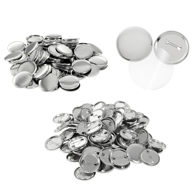 100Set leere Abzeichen Pin Button Maker Herstellung von Teilen liefert 25mm 32mm 37mm 44mm 58mm DIY Button Herstellung für Punch Press Maschine