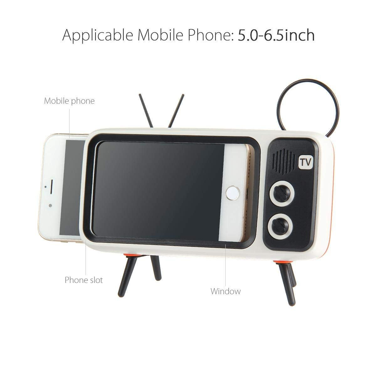 Retro TV Phone Holder Portable Mobile Phones Holder Stand Desktop Mobile Screen Stand Compatible for iPhone/Android 4.7-5.5 Inch