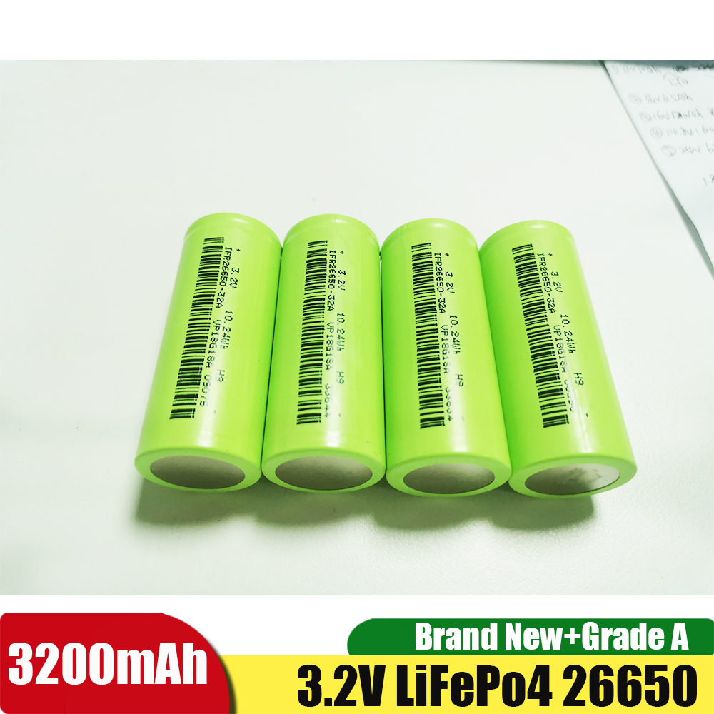 4pcs 100% Original 26650 battery 3200mAh lithium LiFePo4 35A Rechargeable Cell for 26650A LED flashlight