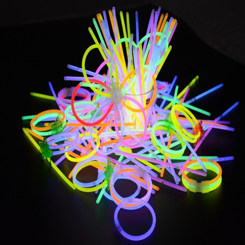 50 100Pcs Party Fluorescence Light Glow Sticks Bracelets Necklaces Neon Wedding Party Glow Sticks Bright Colorful Glow Sticks: 100