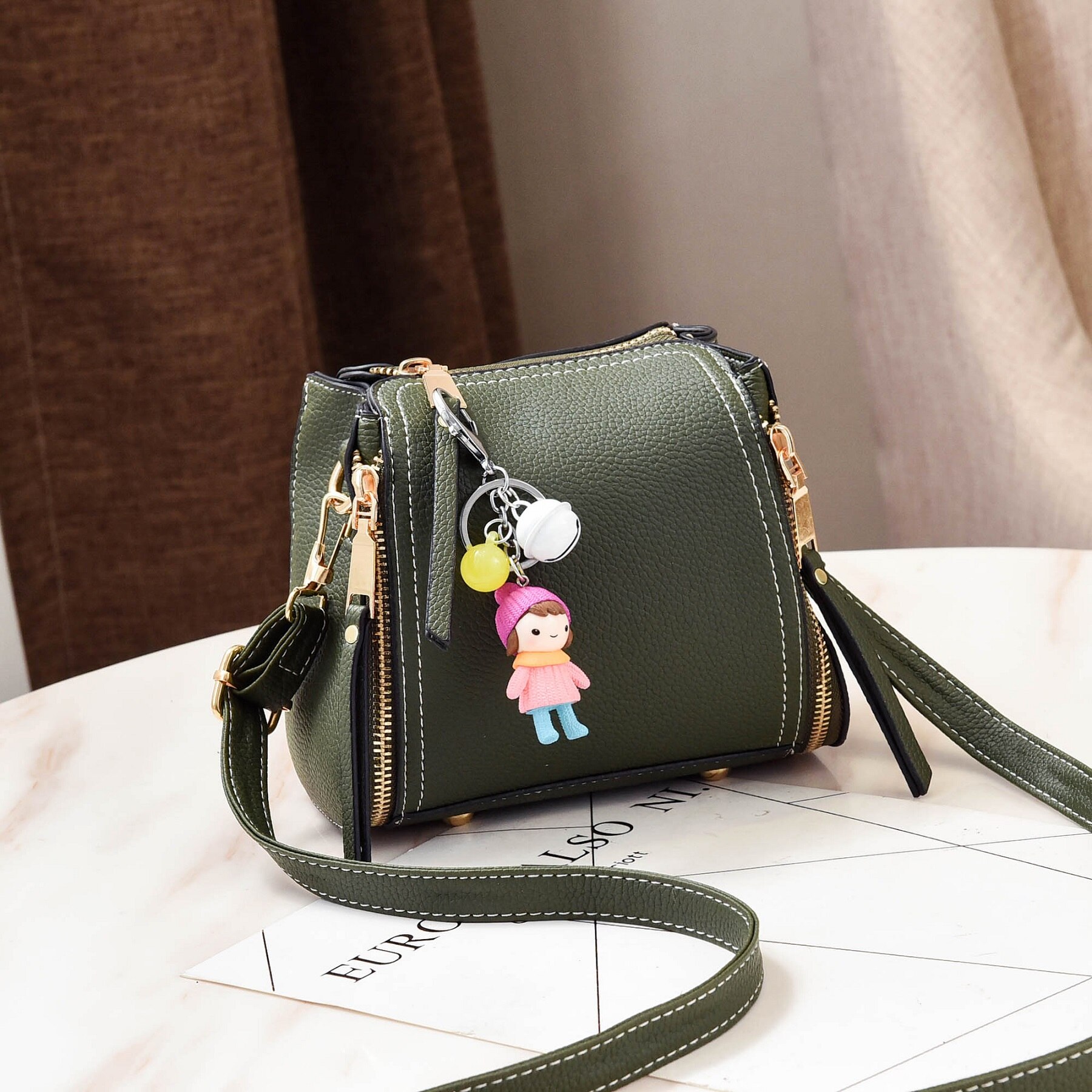 Sacs de seau de luxe femmes sac à main en cuir capacité décontracté sacs à bandoulière dames sacs à main et sacs à main avec pendentif: The Big Green