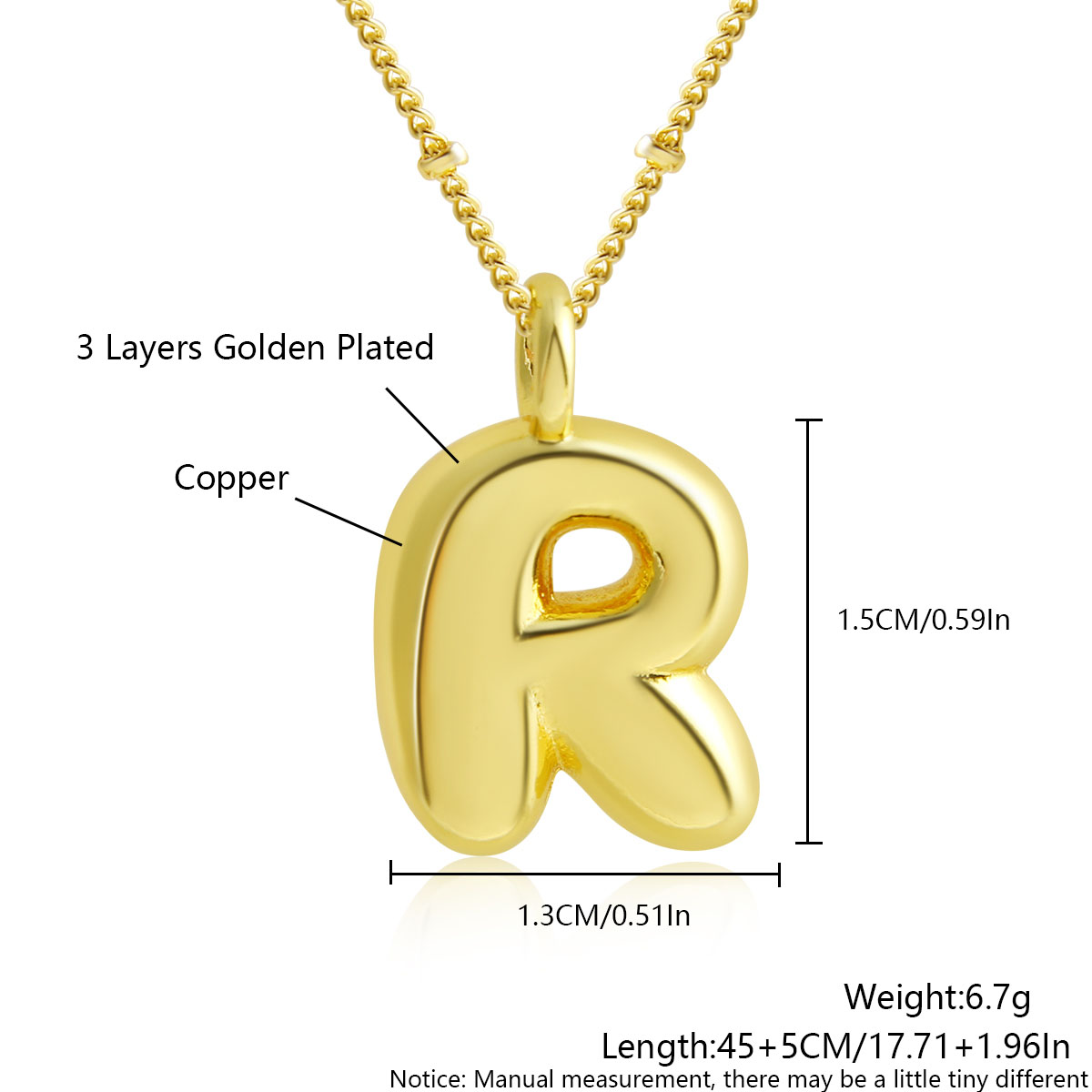 MHS.sole Nuovo carino ottavino palloncino a bolle collana iniziale colore oro mini paffuto 26 lettere dell'alfabeto collana con ciondolo gioielli regali: Rame antico placcato