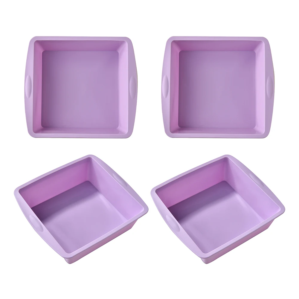 1/4Pcs Silicone Square Cake Plate Non-Stick Brownie Pot with Anti-Slip Handle Oven and Air Fryer Safe Perfect for Baking Cakes: Dark Khaki