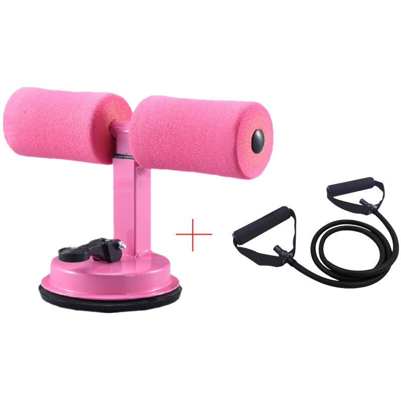 Adjustable Sit Up Bar Floor Assistant Exercise Equipment with Resistance band Home Gym Abdominals Core Workout Fitness Slimming: Pink A Set