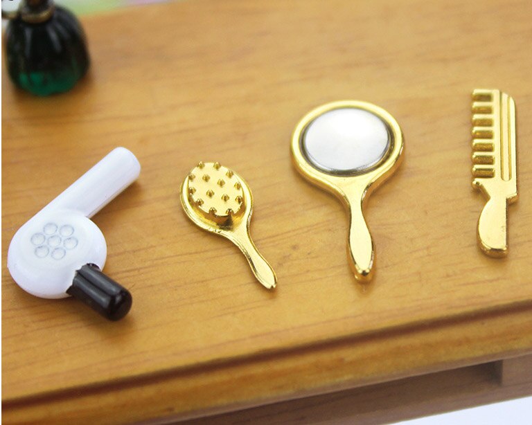 1:12 dollhouse miniature 4 pcs Hair dryer comb mirror doll accessories toy for forest animal family collectible