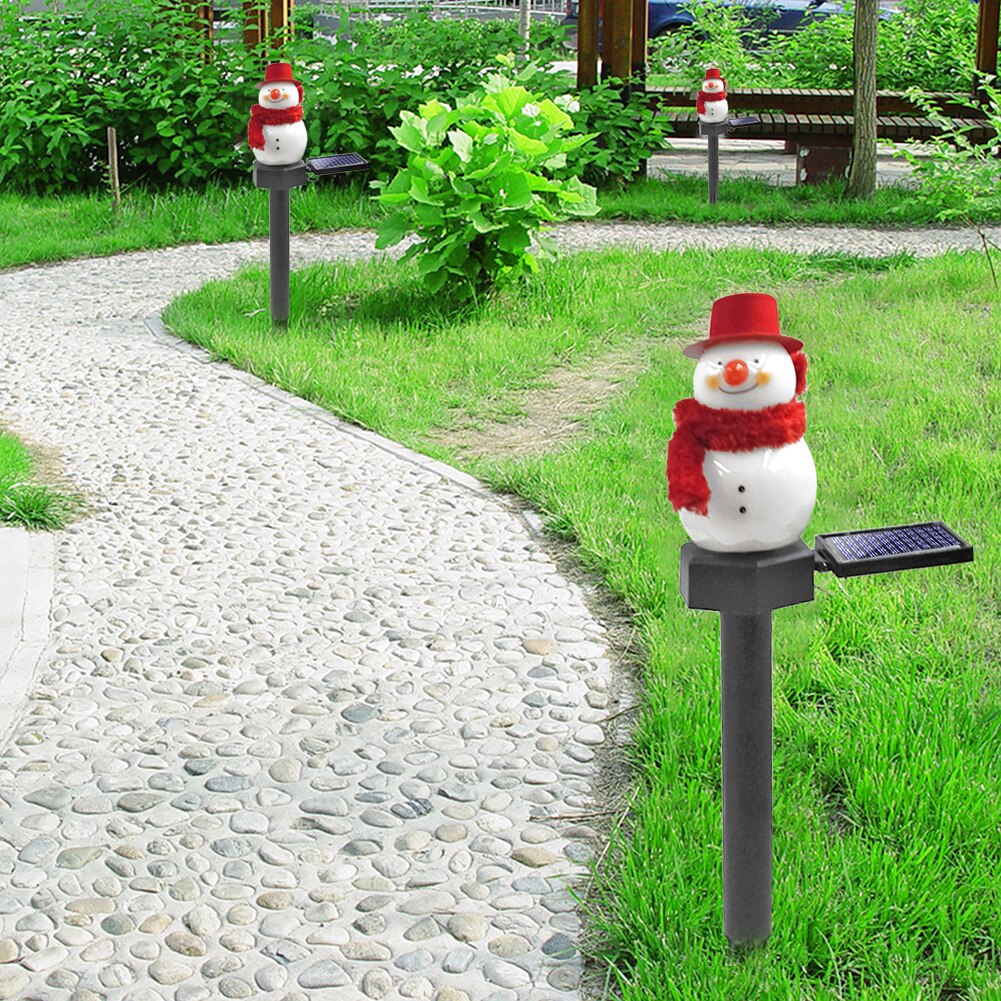 Christmas Snowman Ground Lamp Garden Decoration Solar Power LED Solar Lawn Lights Outdoor LED Waterproof Easy Installation