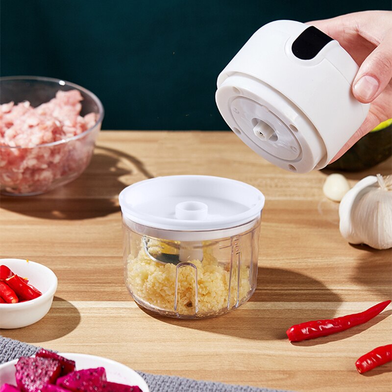Machacador de ajo eléctrico automático, Mini picadora de prensa resistente, picadora de verduras, Chile, carne, USB, inalámbrico, herramientas de cocina