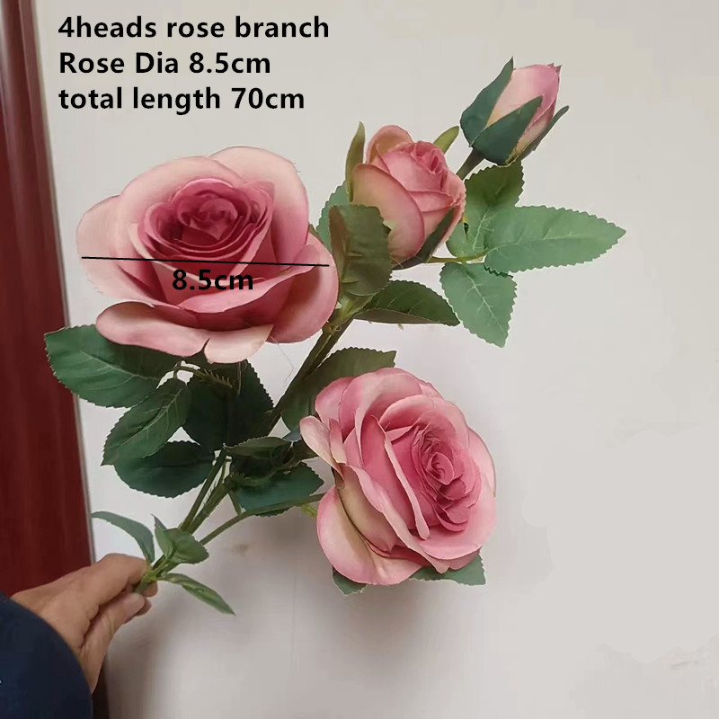 Decoración de boda, rosa polvoriento, rubor, café ligero desnudo, arroz, rosa artificial blanca, fila de flores, guía de camino, flor,: Rojo