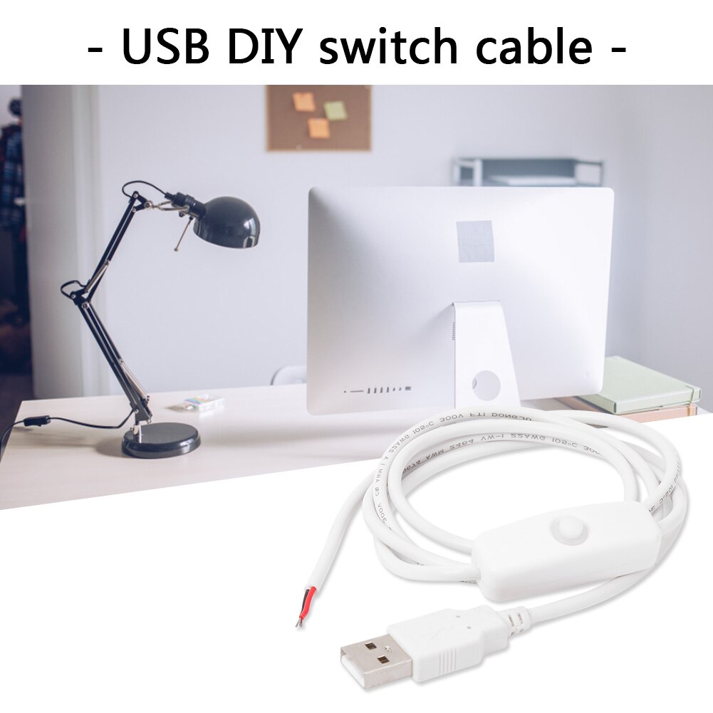 1m 5V USB Power Supply Cable 2 Pin Wire USB 2.0 Male Charger Charging Cord Extension DIY with ON/OFF Switch