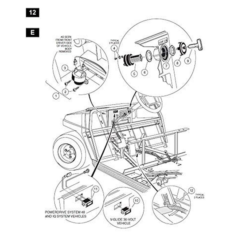 Starter Switch, Voor Club Car Ds Elektrische Golfkar 1996-Up Contactslot, 36 Of 48 Volt, Deel Nummer 101826201