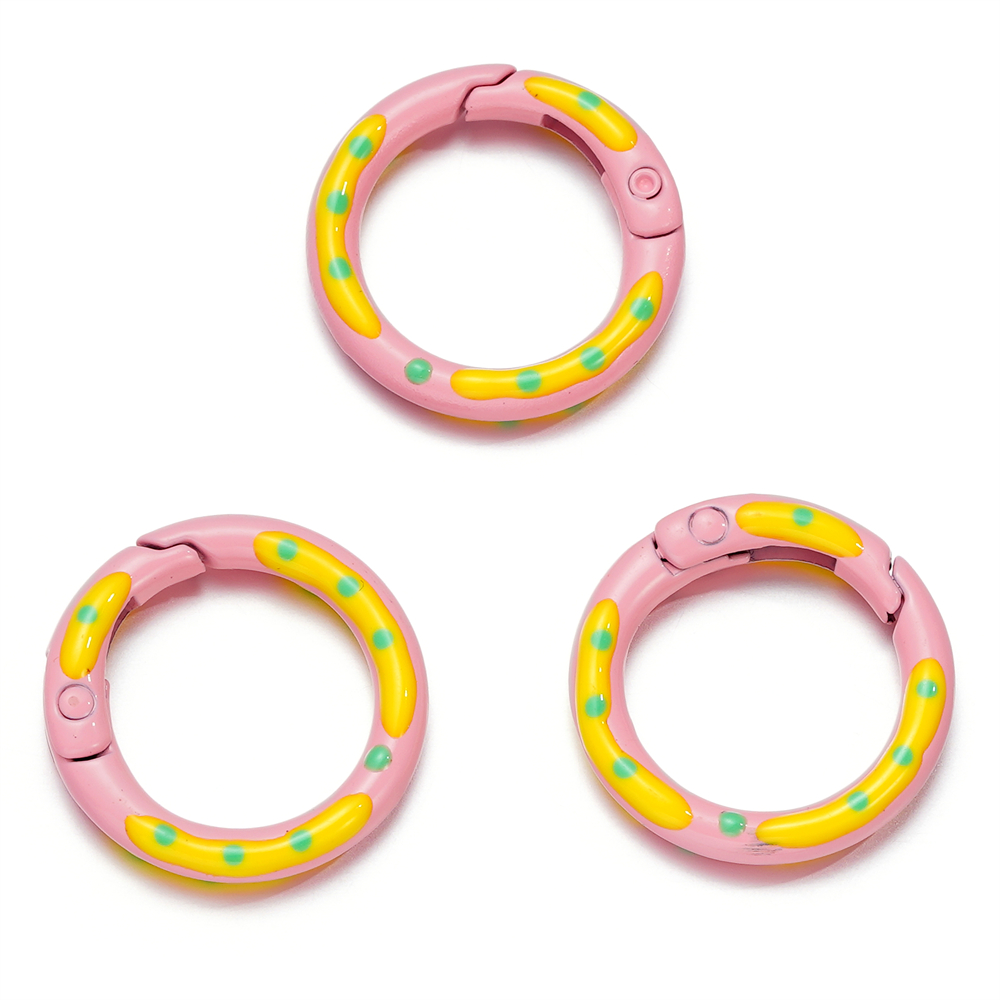 5pcs/lot Multicolor Metal Round Ring Spring Clasp Carabiner Keychain Clips Hook Dog Chain DIY Jewelry Buckle Connector Supplies: GRAY