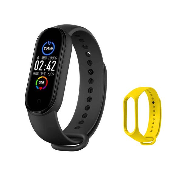 M5 Smart Wristband Sport Smart Bracelet Heart Rate Blood Pressure Bluetooth Call Play Music Heart Rate Monitor Smart Watch: black yellow