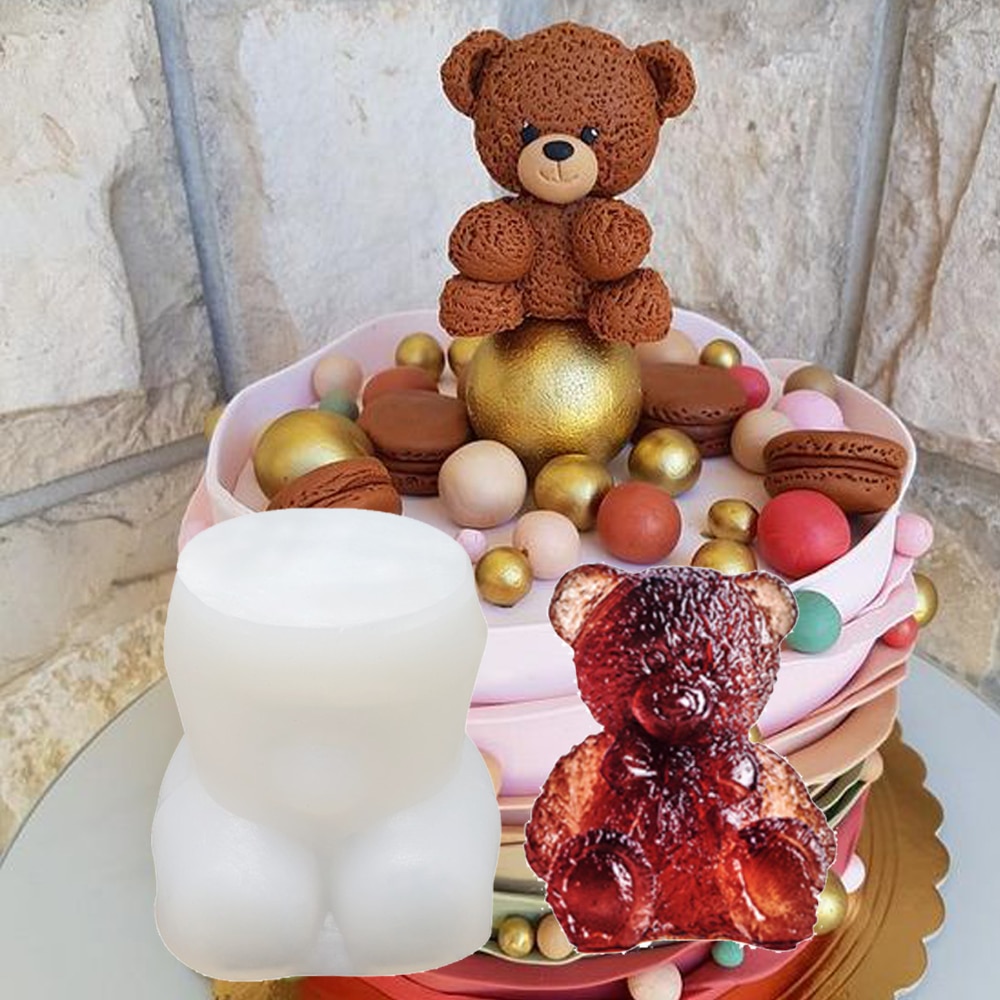 3D Bear Shape Silicone Mold Diy Dieren Kerst 3D Cakevorm Snoep Chocolade Mousse Decoratie Bakken Tool Mallen