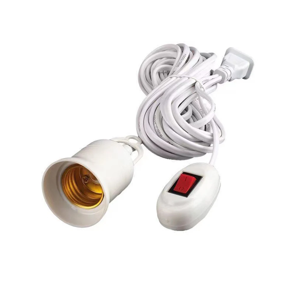 3/5/8/10m Lampvoeten Universeel Met Schakelaar Led Lamp Socket Adapter E27 Schroef lamphouder Accessoires Gereedschap Twee Stekkers Schorsing: Beige