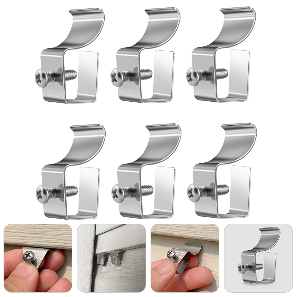 6pcs Vinyl Siding Screws Hooks Steel Outdoor Siding Screw Hanger No-Hole Needed Siding Clips