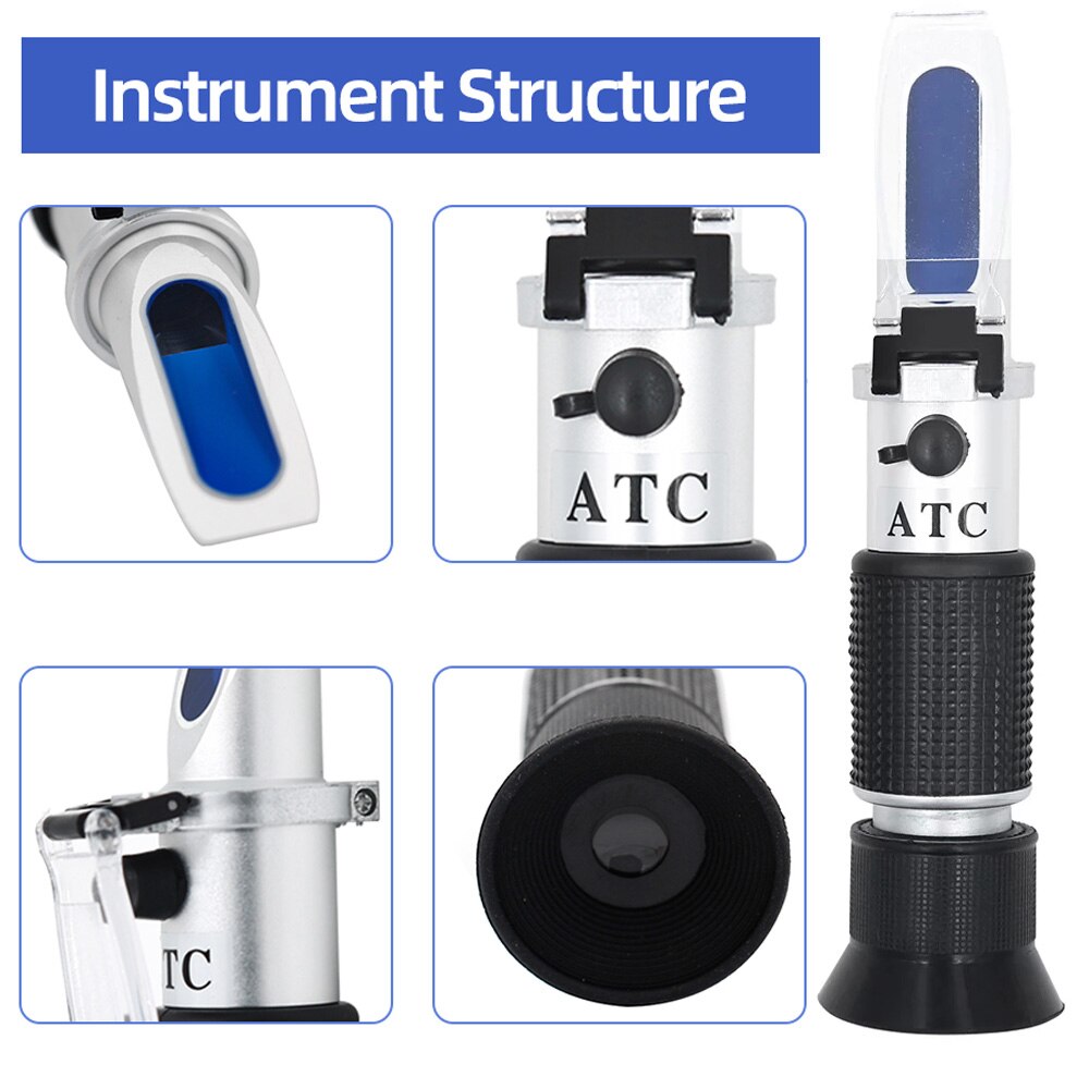 Hand Held Refractometer Antifreeze Concentration Meter Vehicle Battery Freezing Point Detector Glass Water Fluid Glycol Tester