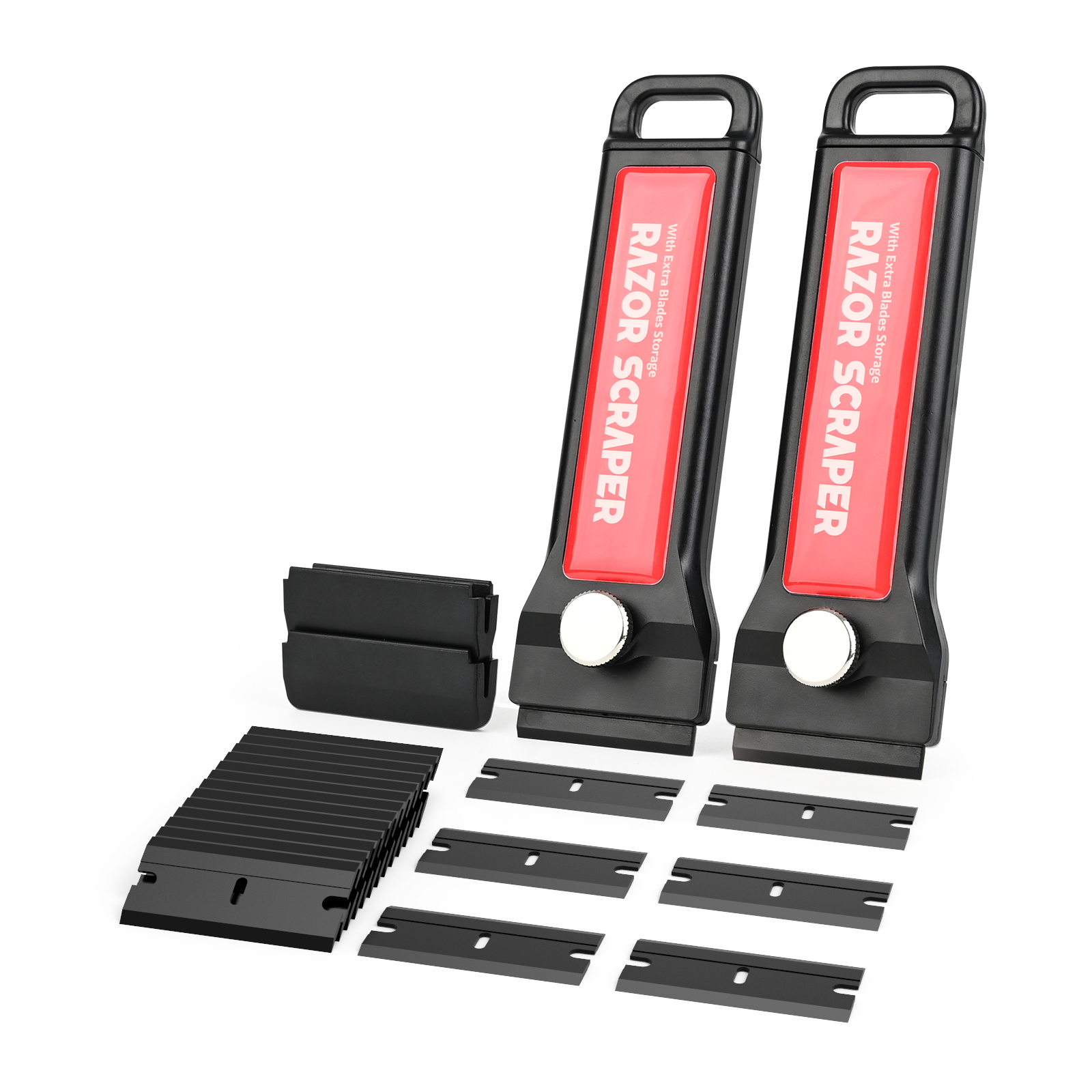 EHDIS 2 uds raspador de cuchillas de afeitar con caja de almacenamiento de cuchillas removedor de tinjes de ventana de envoltura de vinilo de carbono + 20 piezas cuchillas de Metal/plástico de 1,5 pulgadas: Plata
