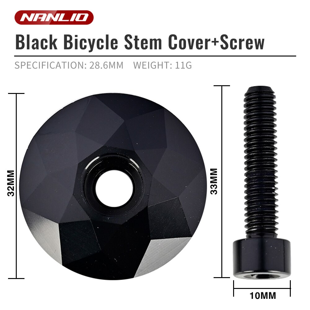 Tappo per cuffia per bicicletta Blu bruciato MTB Attacco manubrio per bici da strada Copri tappo superiore con vite per tubo sterzo forcella da 28,6 mm Accessori per ciclismo: nero