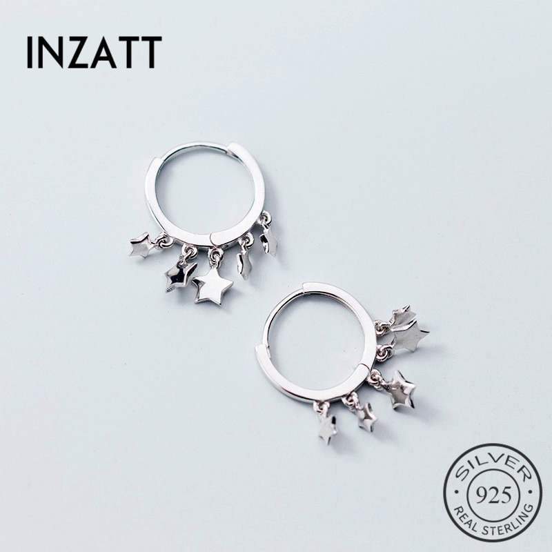 Inzatt Real 925 Sterling Zilver Leuke Ster Oorringen Voor Vrouwen Party Voorkomen Allergie Fijne Sieraden Goud Kleur Accessoires