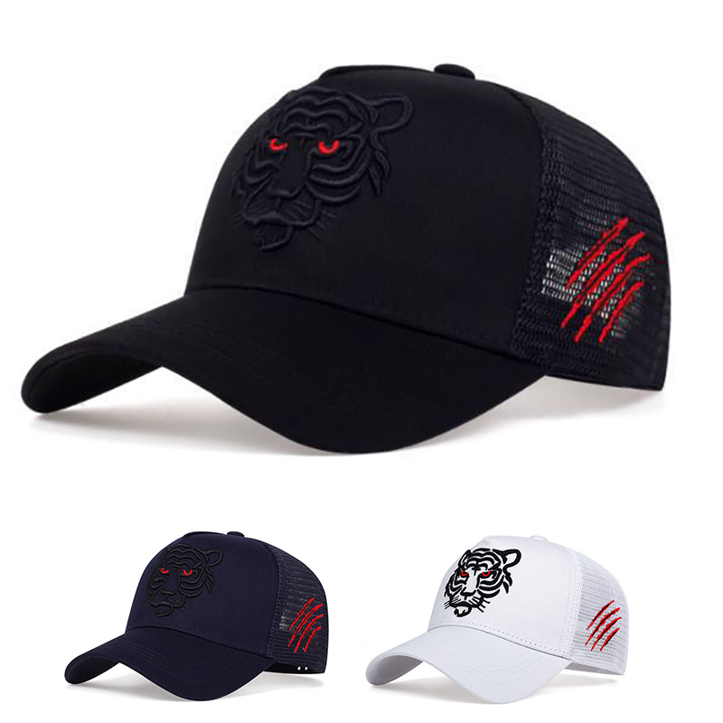 Sombrero de cabeza de tigre de verano para hombre, monedero de cabeza grande transpirable, sombrero de Sena, gorra de béisbol bordada de , gorra de sombra con protección solar