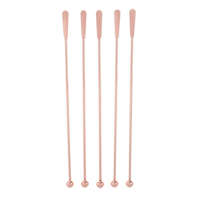 5 uds agitador de bebidas de acero inoxidable agitador cóctel Swizzle Stick-oro rosa-barra recta, 19Cm