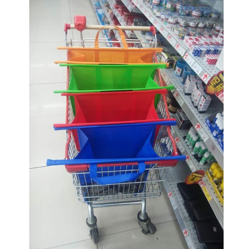 4 Pack Herbruikbare Trolley Tassen Winkelwagentje Tassen Trolley Tassen Herbruikbare Kruidenier Kar Tassen Voor Warm Of Koud Boodschappen