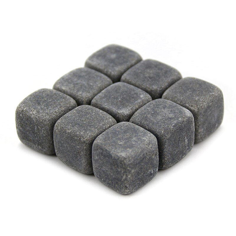 9 Pcs Grey Drank Chilling Stones Graniet Whisky Steen Herbruikbare Nippen Ijsblokje Whisky Rotsen Chillers Wijn Bier Koeler