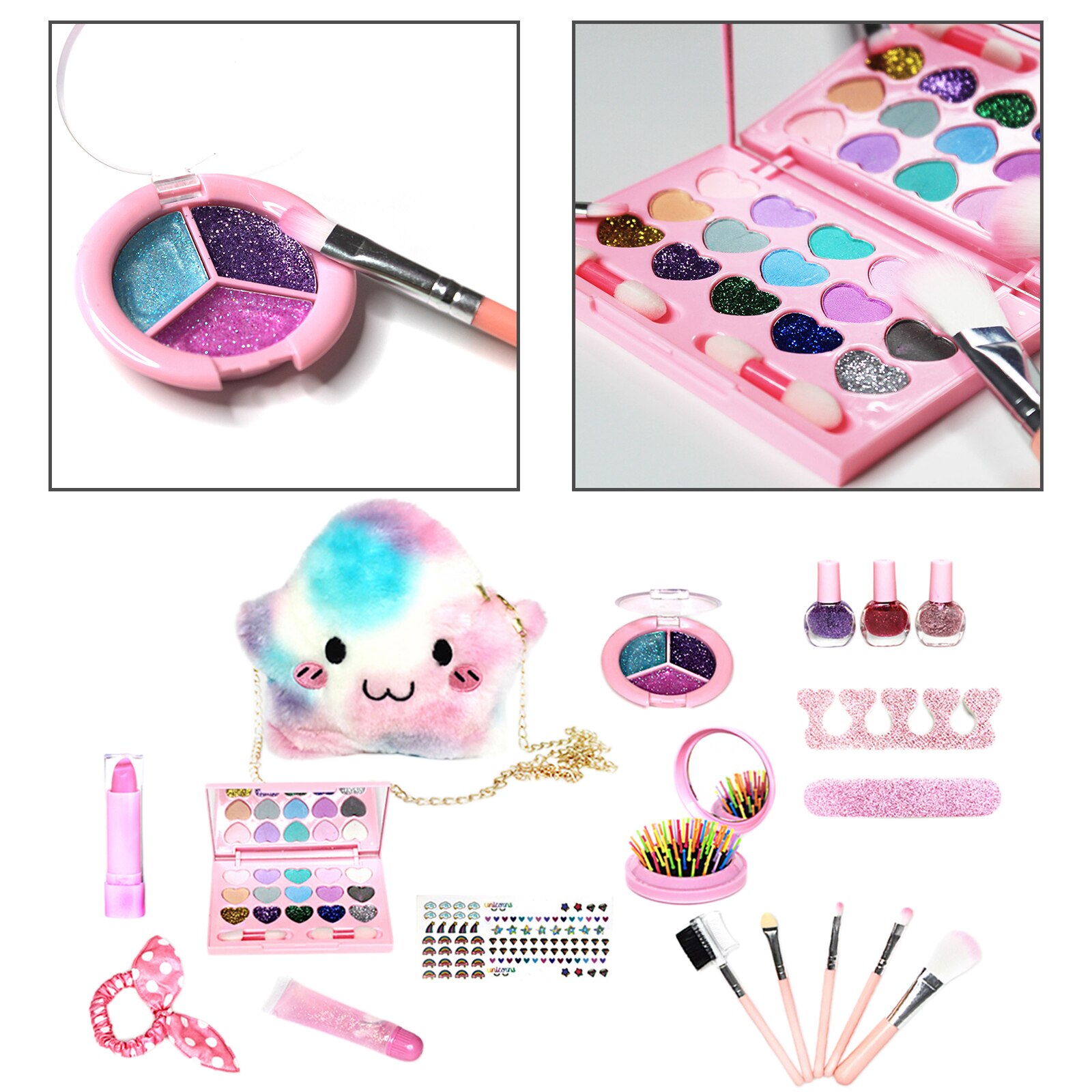 Girls Make Up Set Party Dress Up Cosmetic Pretend Play Toy w/ Makeup Bag