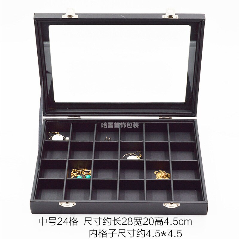 Jewelry Display Box Tray - 28x20x4.5cm - Leather Organizer for Rings, Earrings, Bracelets: Style 4