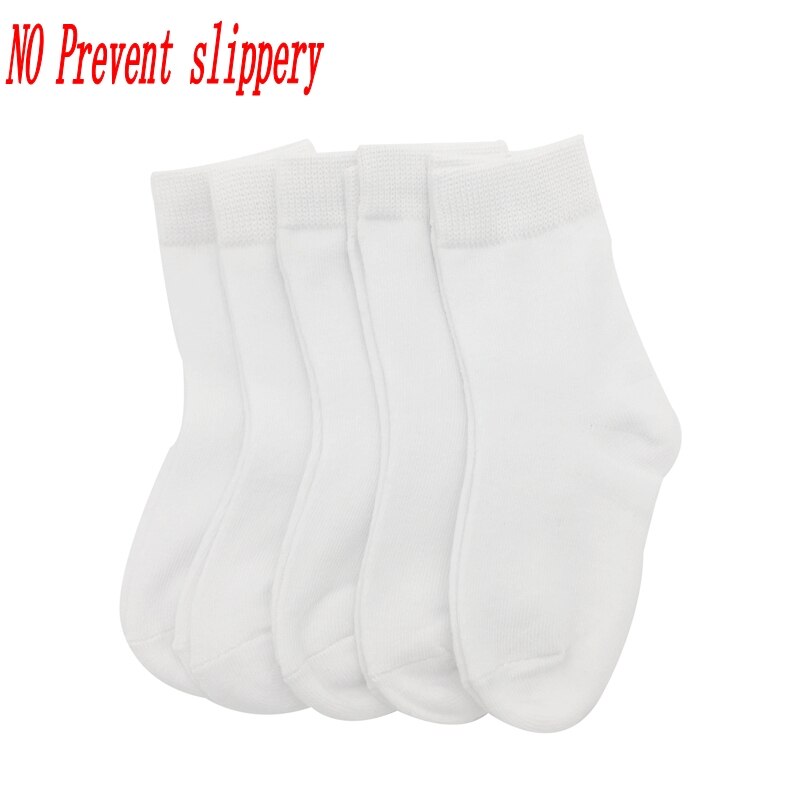 5 pairs kids Socks Spring&amp;Autumn 100% Cotton Prevent Slippery White Colors Children Socks for Girls With Boys Socks 1-9 Year