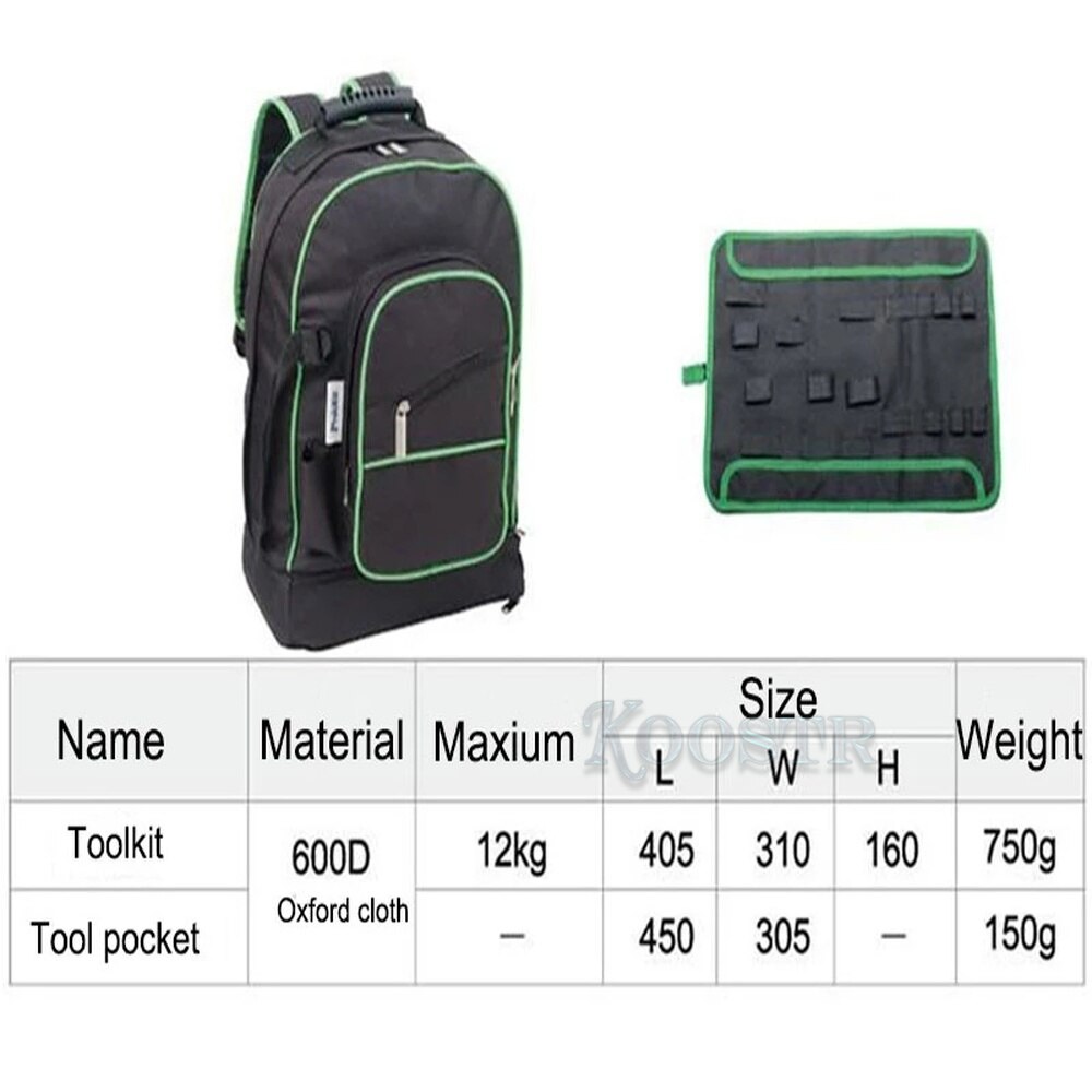 Pro'skit 9ST-307 Multipurpose Double Shoulders Tool Bag Electrician Toolkit Universal Travel Bag Big Storage Repair Backpack