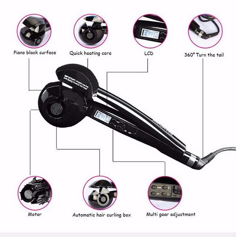 Monofunctional LCD Screen Ceramic Hair Curler Magic Hair Curl Styler Tools For Women Electric Hair Styling Machine Wand Curler