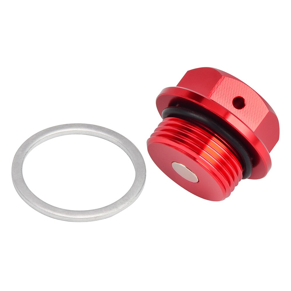 CNC Aluminium Magnetic Öl Ablauf Stecker M22 x 1,5 22mm x 1,5 Motorrad Auto: Red