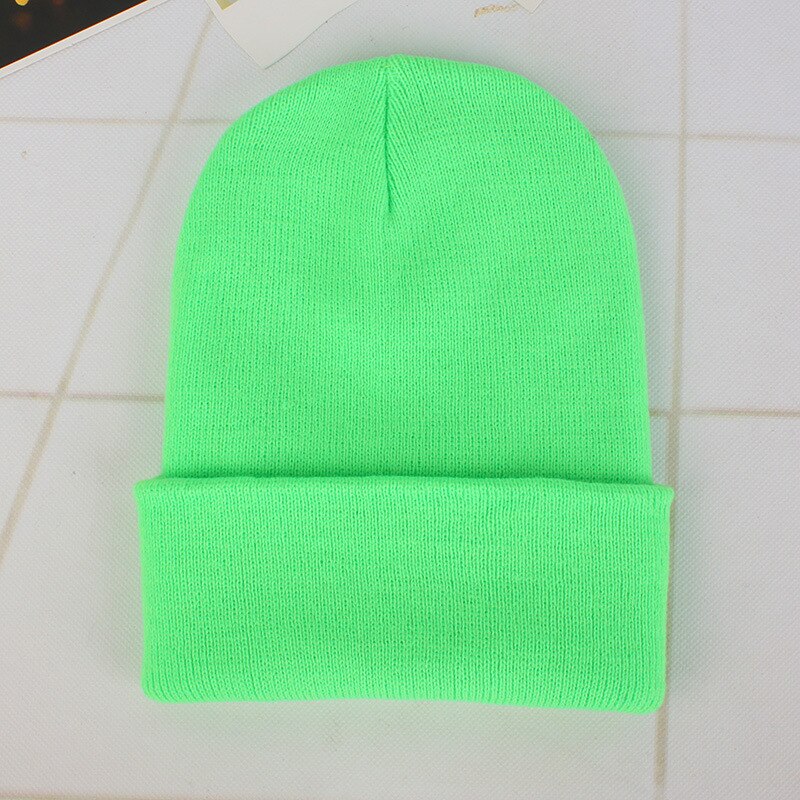 Solid Winter Beanie Hats for Women Men Warm Knitted Crochet Skullies Hat Autumn Unisex Beanies Caps Boys Girls Wild Accessories: Light Green