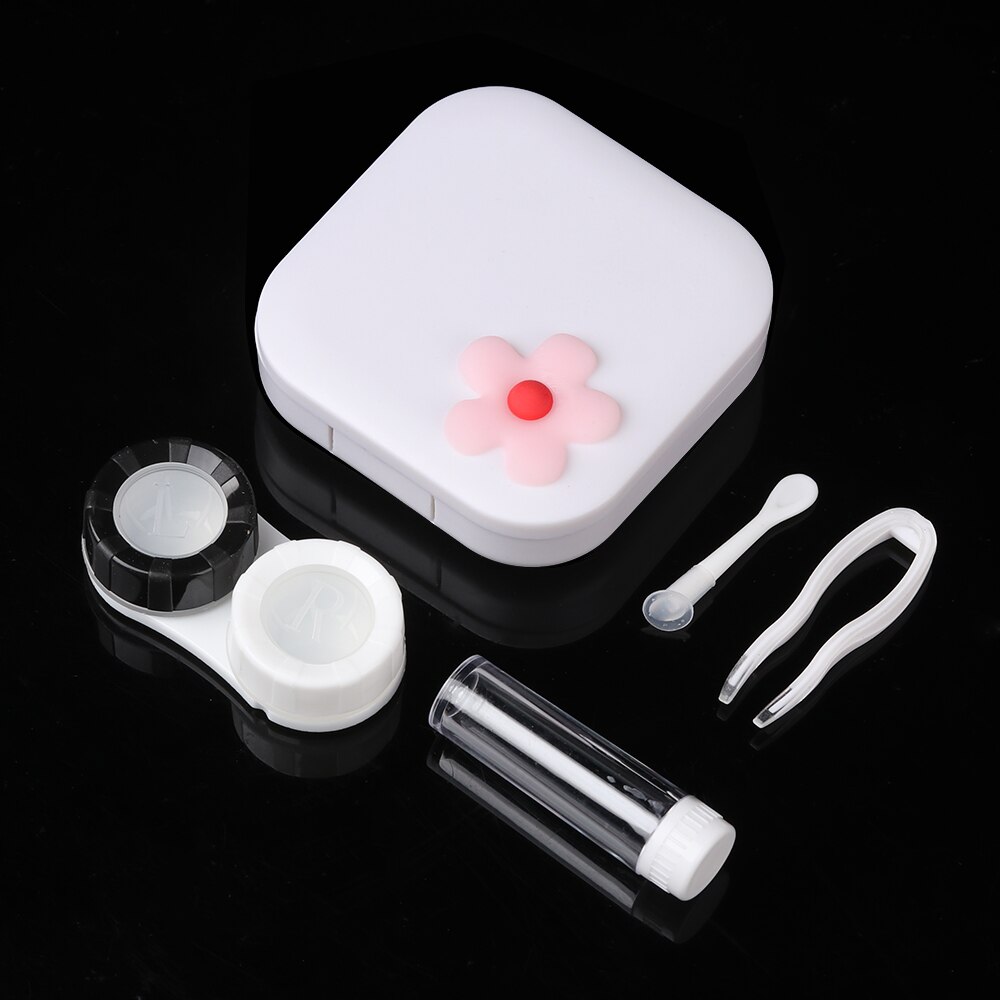 Portable Contact Lens Box Flower Eye Contact Lenses For Eyes Contacts Lenses Box Travel Eyes Care Kit
