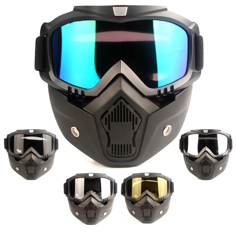 Deri Retro Moto Rcycle Scooter Helm Masker Bril En Mond Filter Cascos Para Moto Cross Helm Goggle Capacete