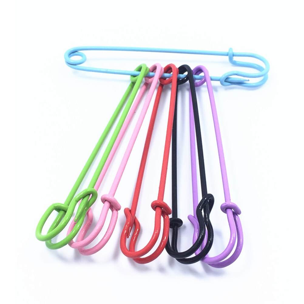 6pcs Large Steel Safety Pin for Cardigan Cape / Blankets / Skirts / Kilts / Crafts (Random color)