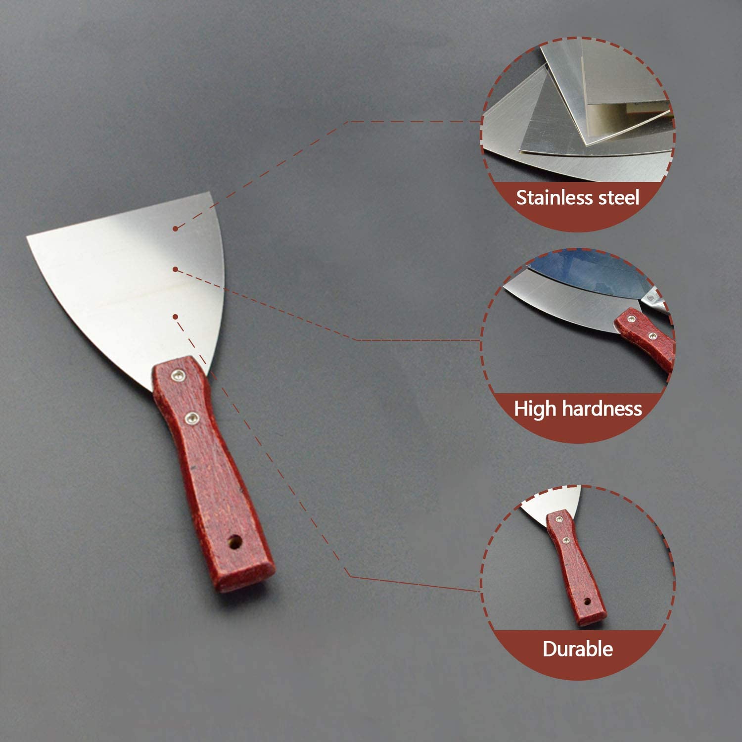 Grill Scraper Wooden Handle Stainless Steel Blade Slant Edge Grill Scraper Stainless Steel Spatula Spatula with Wooden Handles