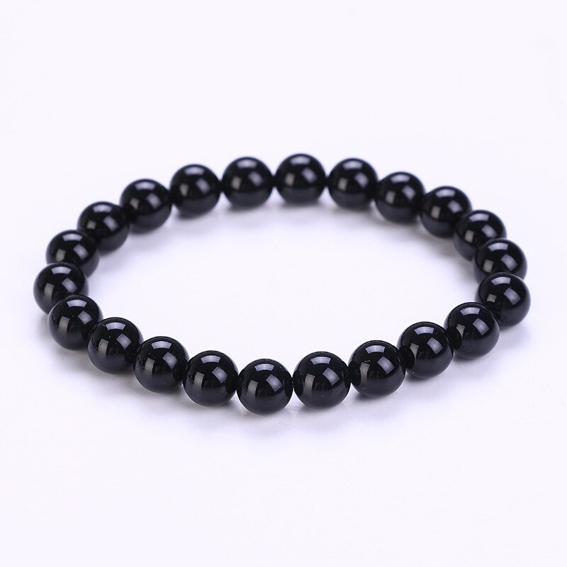 Natuurlijke Transfer Luck Purple Amethisten Bead Armband Chakra Yoga Vulkanische Steen 8mm Ronde Stenen Kralen Armbanden Voor Vrouwen: Black Agate