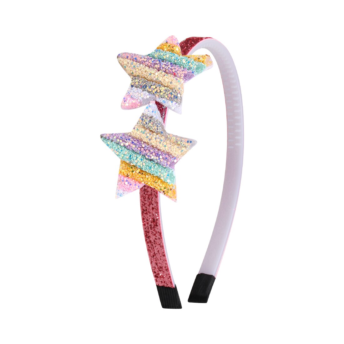 1 Pza niñas diademas de purpurina niños tierna diadema Color arcoíris flor forma de estrella y corazón brillante mujeres accesorios para el cabello: 3