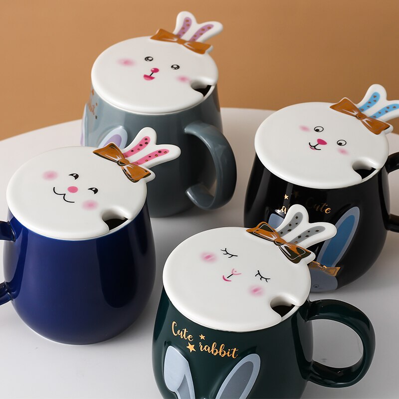 cute rabbit ceramic mug office girl coffee milk cup