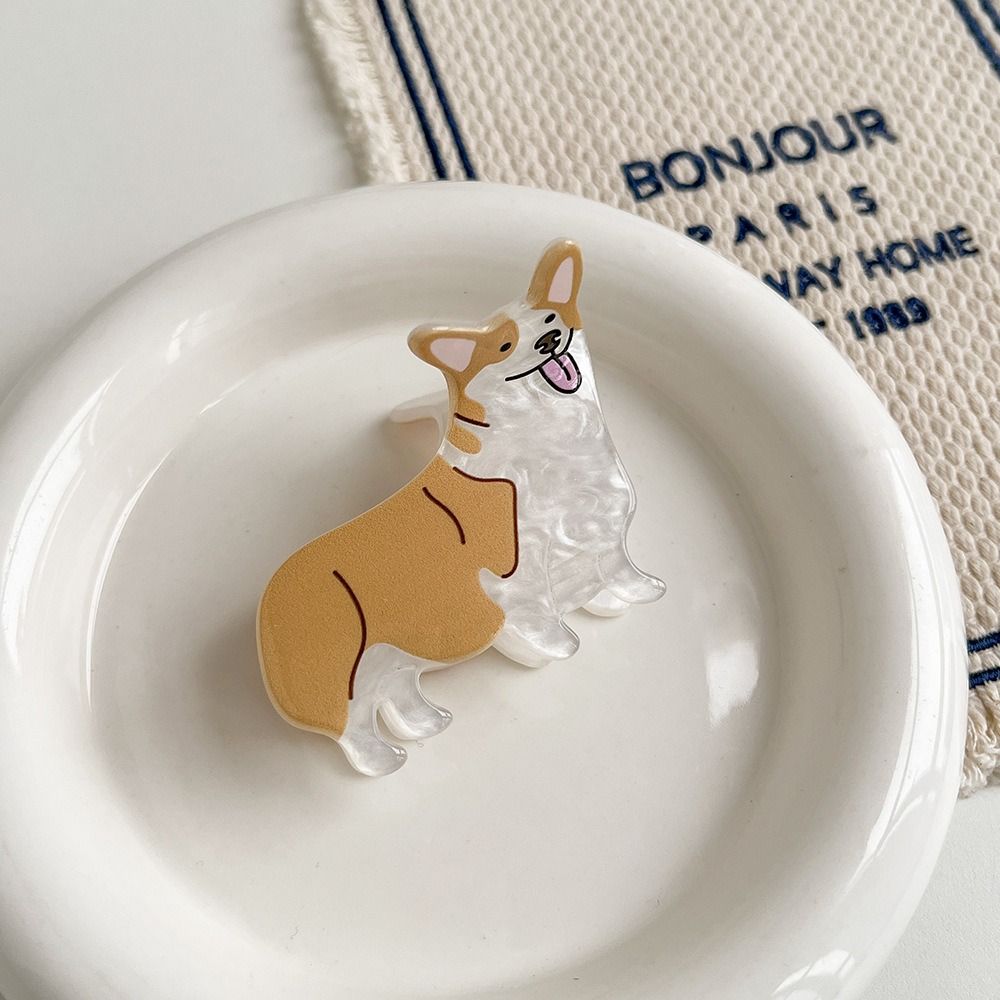 Corgi hond dier hond haar klauw bulldog cartoon puppy haarclip dier haai clip dames hoofddeksel meisje: Grijs