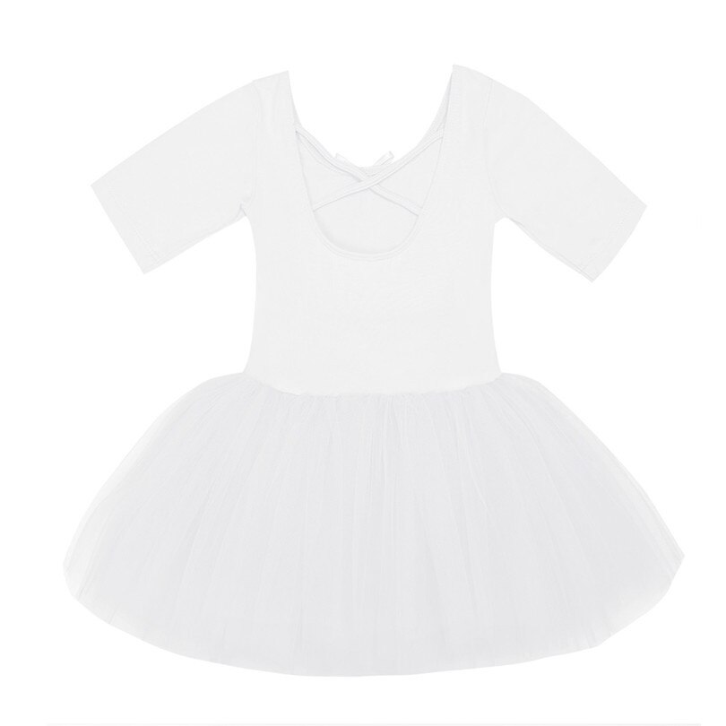 Tutu balletkjole kostume gymnastik trikoter til piger ballerina korte ærmer balletforestilling dansetøj piger balletkjole: Hvid / Xl